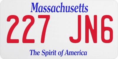MA license plate 227JN6