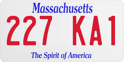 MA license plate 227KA1