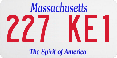 MA license plate 227KE1