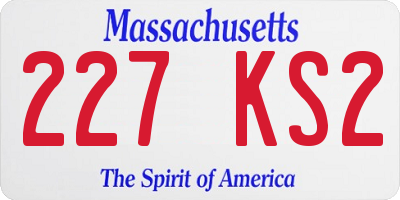 MA license plate 227KS2