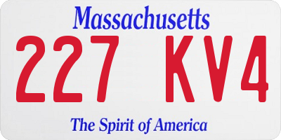MA license plate 227KV4