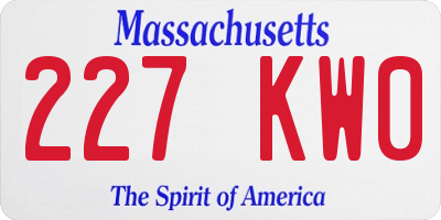 MA license plate 227KW0