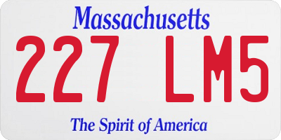 MA license plate 227LM5