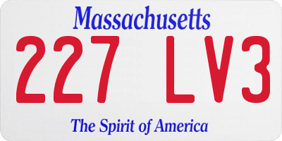 MA license plate 227LV3