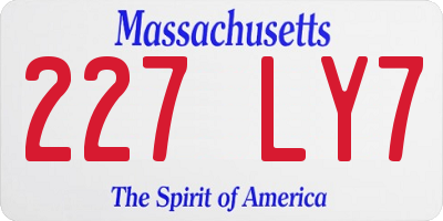 MA license plate 227LY7