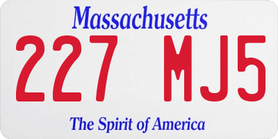 MA license plate 227MJ5