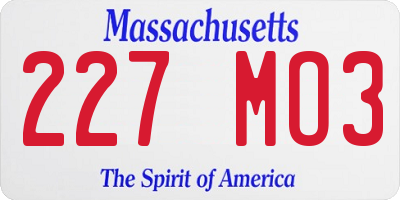 MA license plate 227MO3