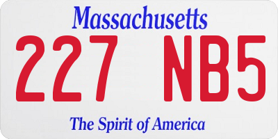 MA license plate 227NB5
