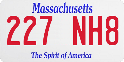 MA license plate 227NH8