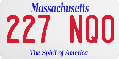 MA license plate 227NQ0