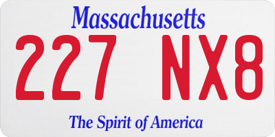 MA license plate 227NX8