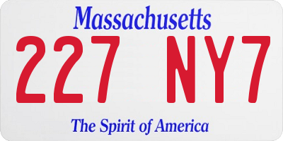MA license plate 227NY7