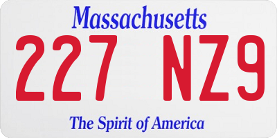 MA license plate 227NZ9