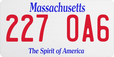 MA license plate 227OA6