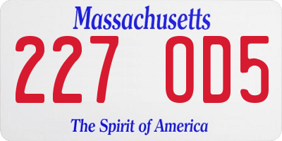 MA license plate 227OD5