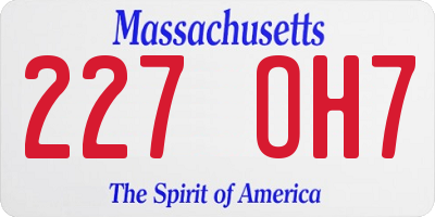 MA license plate 227OH7
