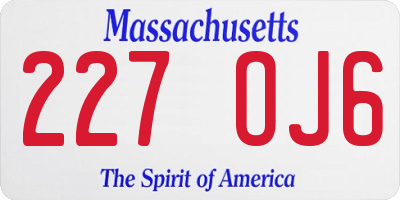 MA license plate 227OJ6