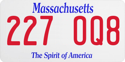 MA license plate 227OQ8
