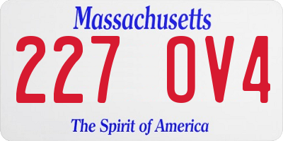 MA license plate 227OV4