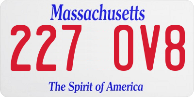 MA license plate 227OV8