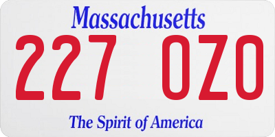 MA license plate 227OZ0