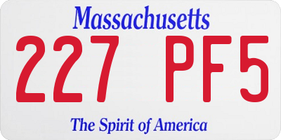 MA license plate 227PF5