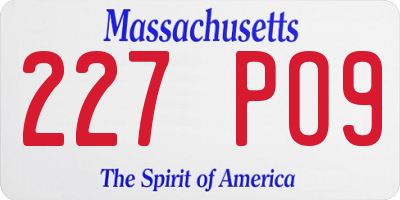 MA license plate 227PO9