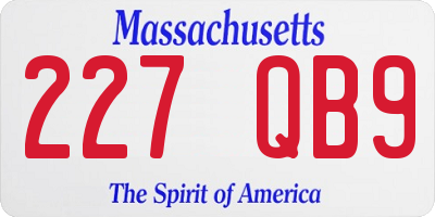 MA license plate 227QB9