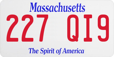 MA license plate 227QI9