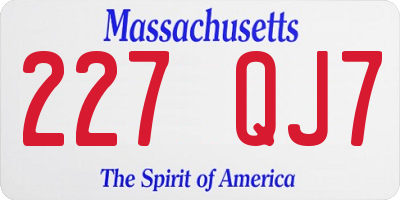 MA license plate 227QJ7