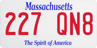 MA license plate 227QN8