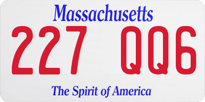 MA license plate 227QQ6