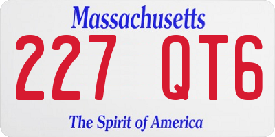 MA license plate 227QT6