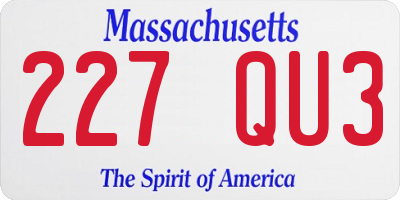 MA license plate 227QU3