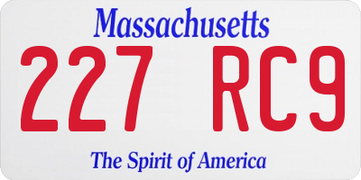 MA license plate 227RC9