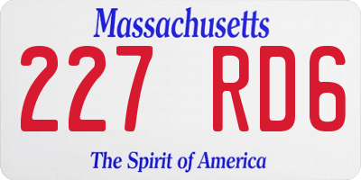 MA license plate 227RD6