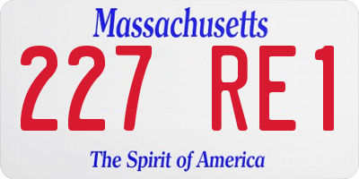 MA license plate 227RE1