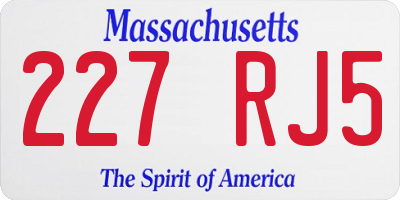 MA license plate 227RJ5