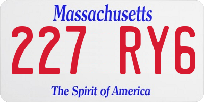 MA license plate 227RY6