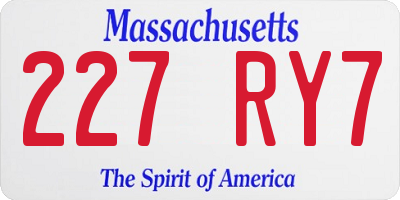 MA license plate 227RY7