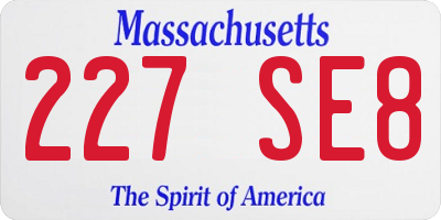 MA license plate 227SE8