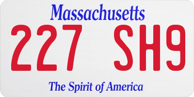 MA license plate 227SH9