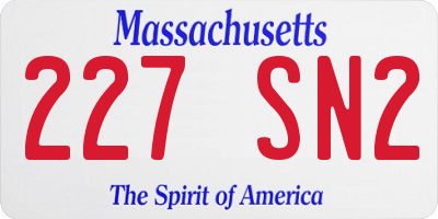 MA license plate 227SN2