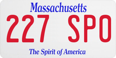 MA license plate 227SP0