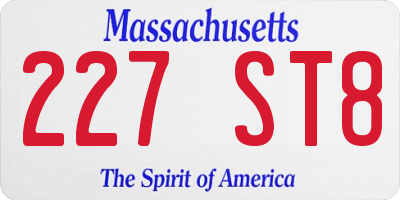 MA license plate 227ST8