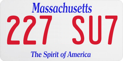 MA license plate 227SU7