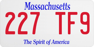 MA license plate 227TF9