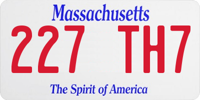 MA license plate 227TH7