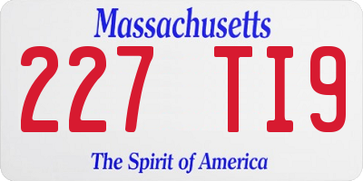 MA license plate 227TI9