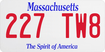 MA license plate 227TW8